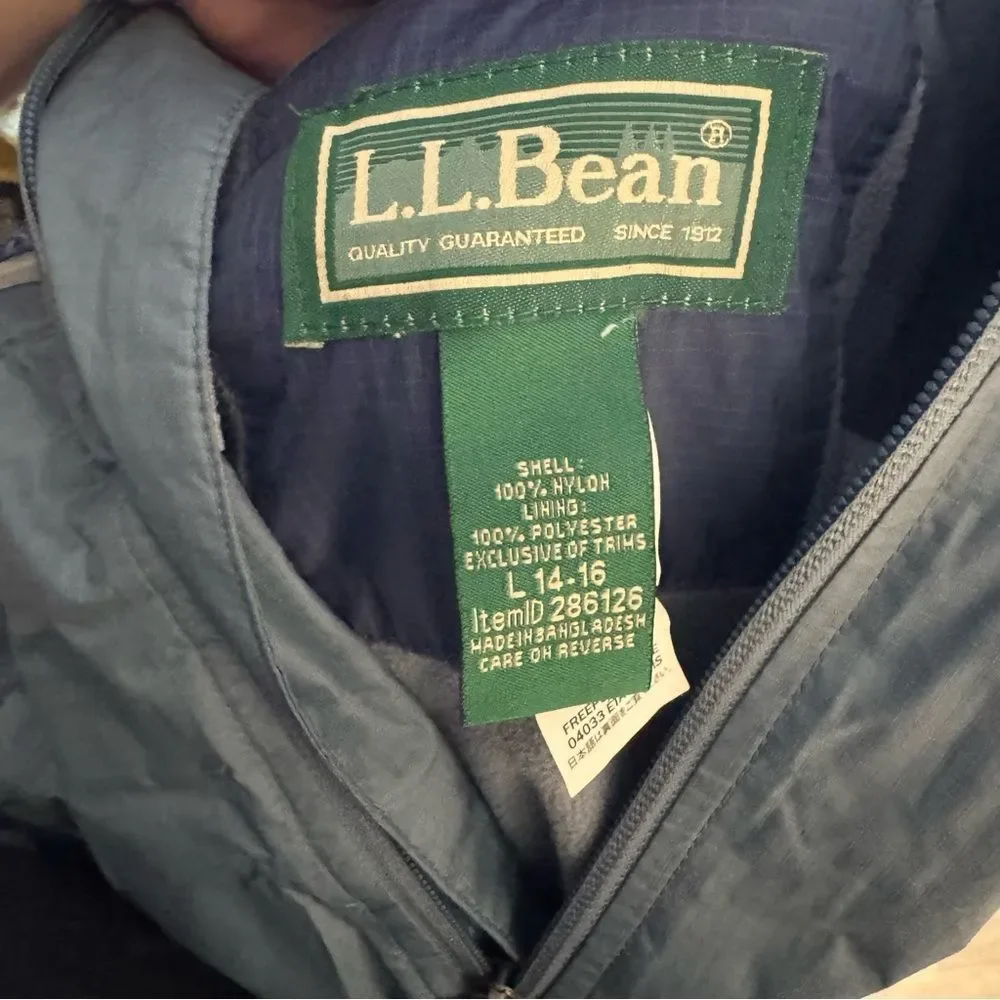 L.L. Bean Blue Weather Resistant Windbreaker Rain Jacket